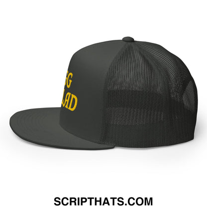 Egg Salad Embroidered Flat Bill Brim Mesh Trucker Hat Charcoal