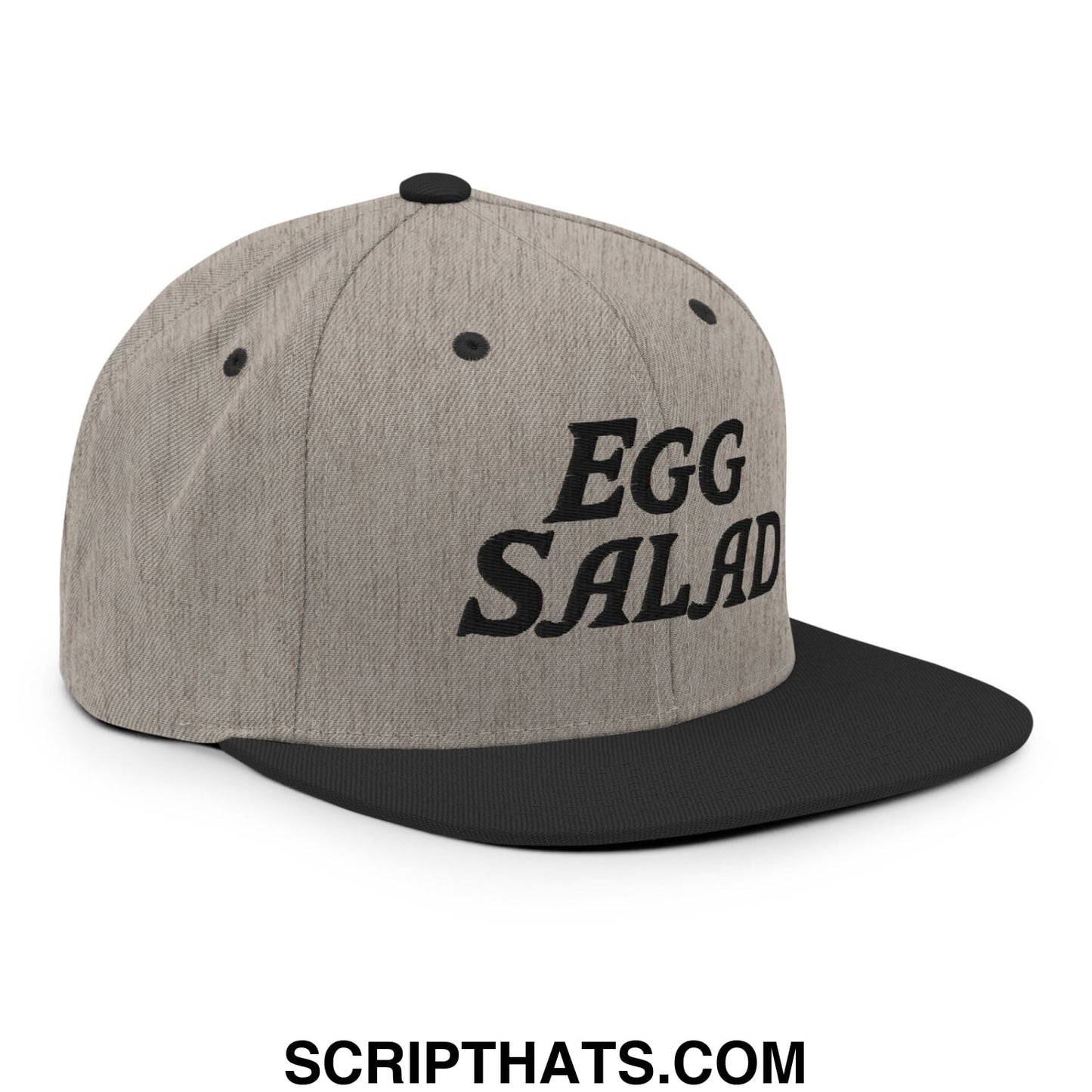 Egg Salad Embroidered Flat Bill Brim Snapback Hat Heather Black