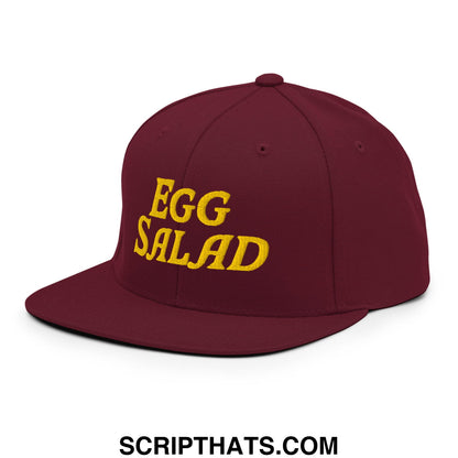 Egg Salad Embroidered Flat Bill Brim Snapback Hat Maroon