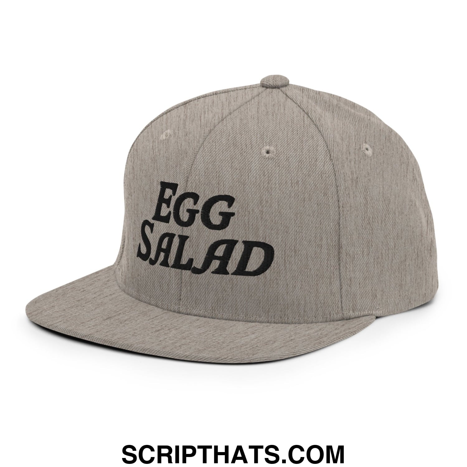 Egg Salad Embroidered Flat Bill Brim Snapback Hat Heather Grey