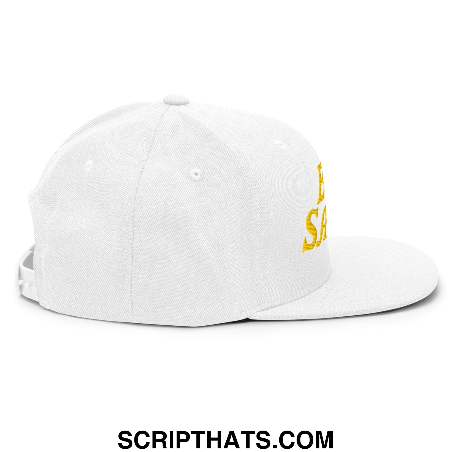 Egg Salad Embroidered Flat Bill Brim Snapback Hat White