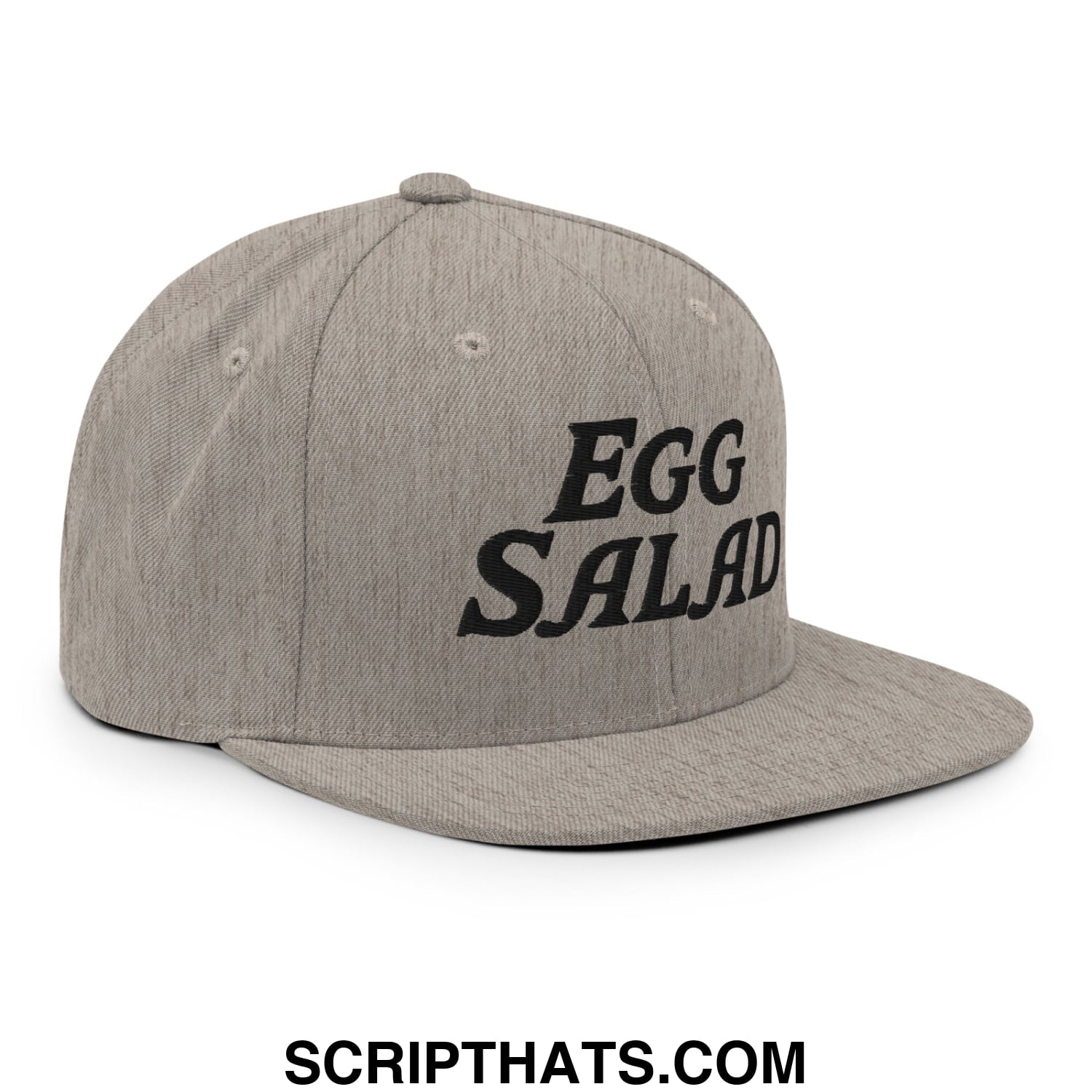 Egg Salad Embroidered Flat Bill Brim Snapback Hat Heather Grey