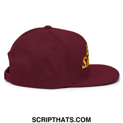 Egg Salad Embroidered Flat Bill Brim Snapback Hat Maroon