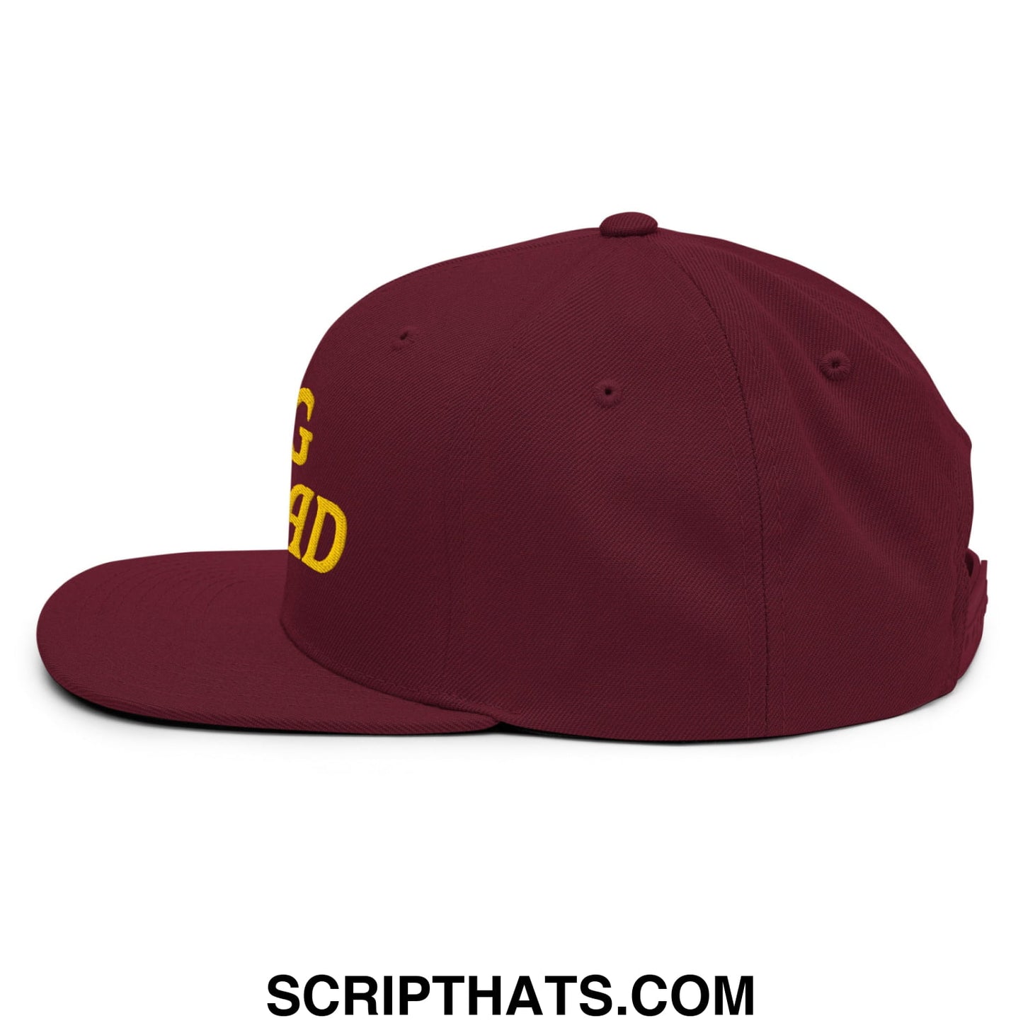 Egg Salad Embroidered Flat Bill Brim Snapback Hat Maroon