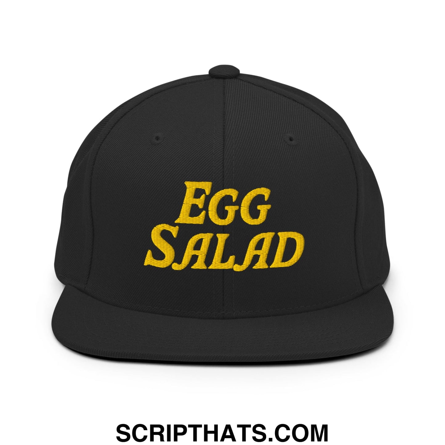 Egg Salad Embroidered Flat Bill Brim Snapback Hat Black