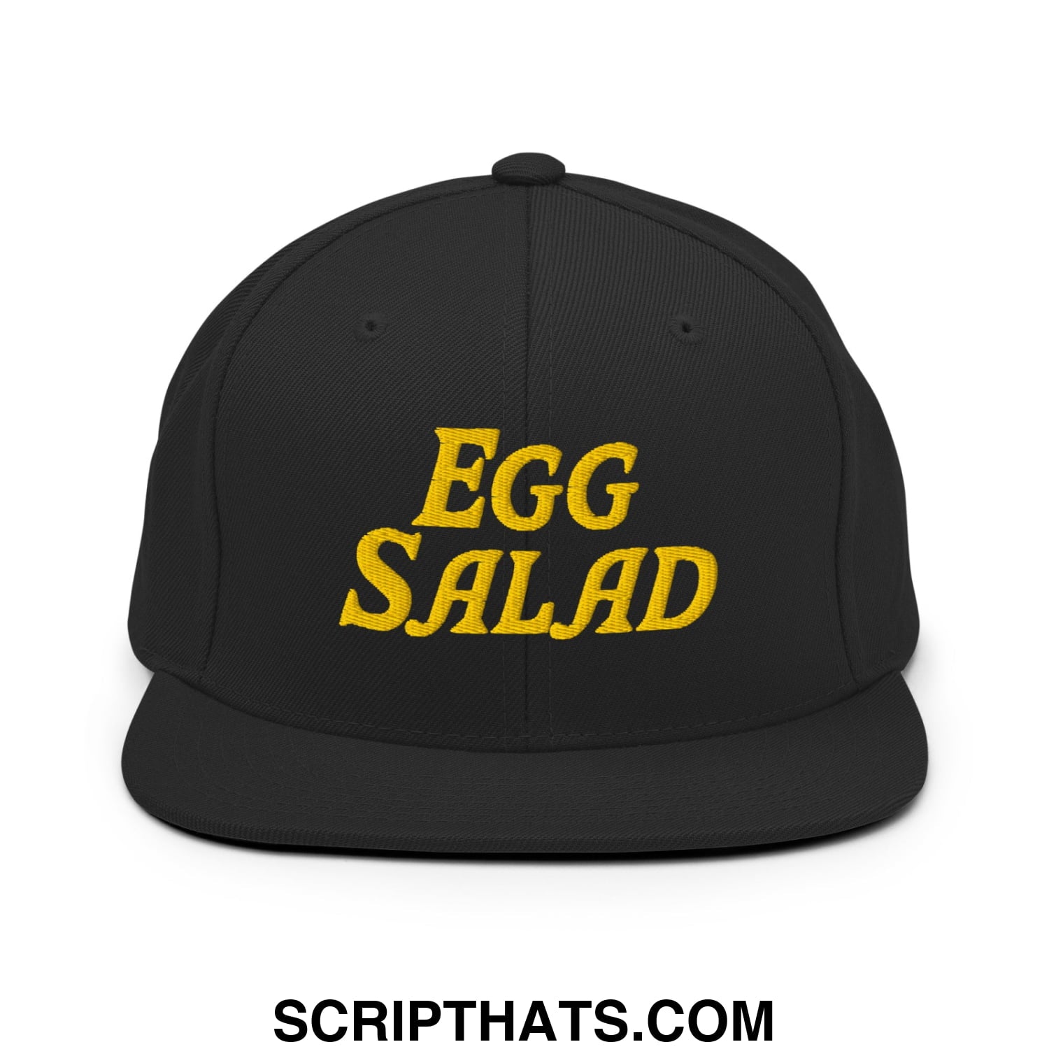 Egg Salad Embroidered Flat Bill Brim Snapback Hat Black