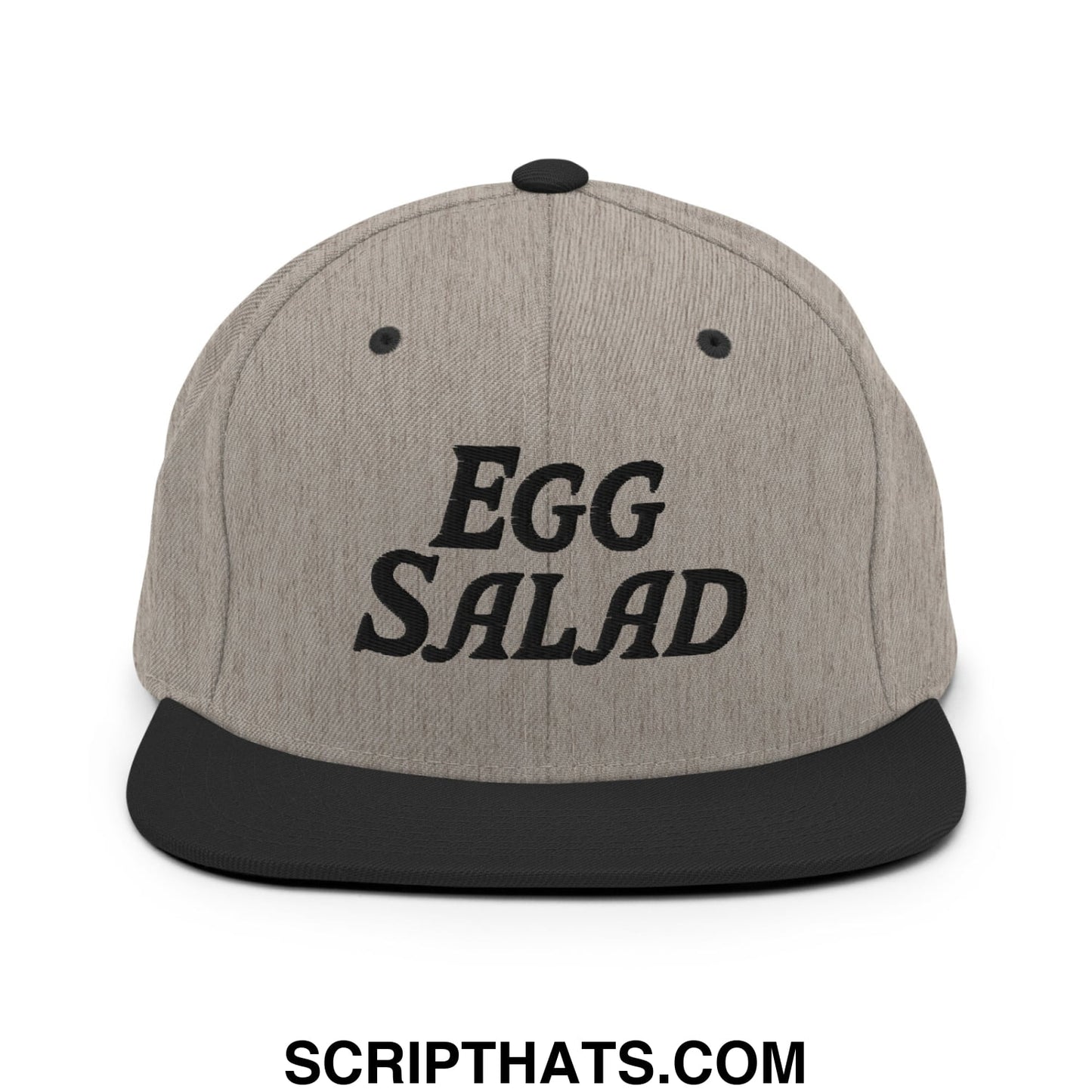 Egg Salad Embroidered Flat Bill Brim Snapback Hat Heather Black