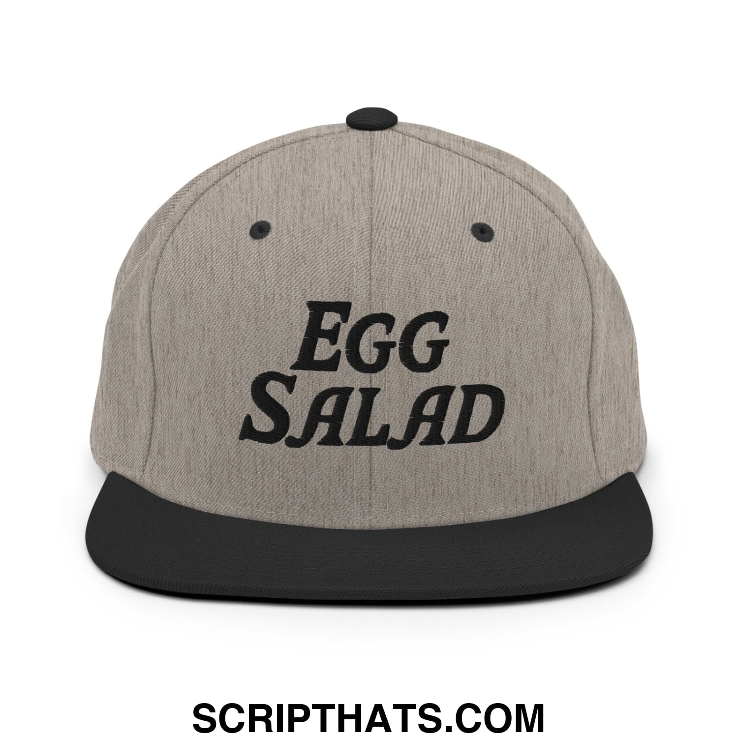 Egg Salad Embroidered Flat Bill Brim Snapback Hat Heather Black