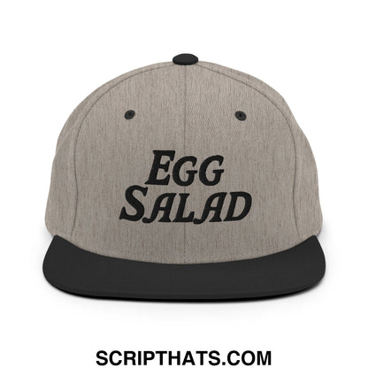 Egg Salad Embroidered Flat Bill Brim Snapback Hat Heather Black