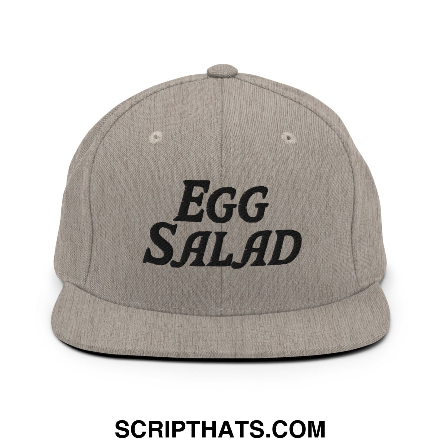 Egg Salad Embroidered Flat Bill Brim Snapback Hat Heather Grey
