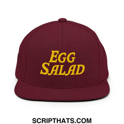Egg Salad Embroidered Flat Bill Brim Snapback Hat Maroon