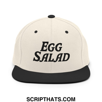 Egg Salad Embroidered Flat Bill Brim Snapback Hat Natural Black