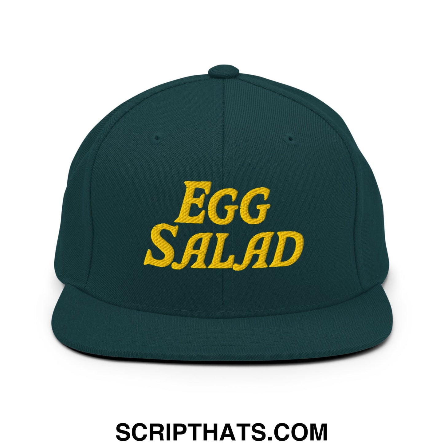Egg Salad Embroidered Flat Bill Brim Snapback Hat Spruce