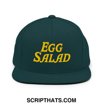 Egg Salad Embroidered Flat Bill Brim Snapback Hat Spruce