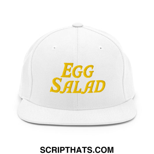 Egg Salad Embroidered Flat Bill Brim Snapback Hat White