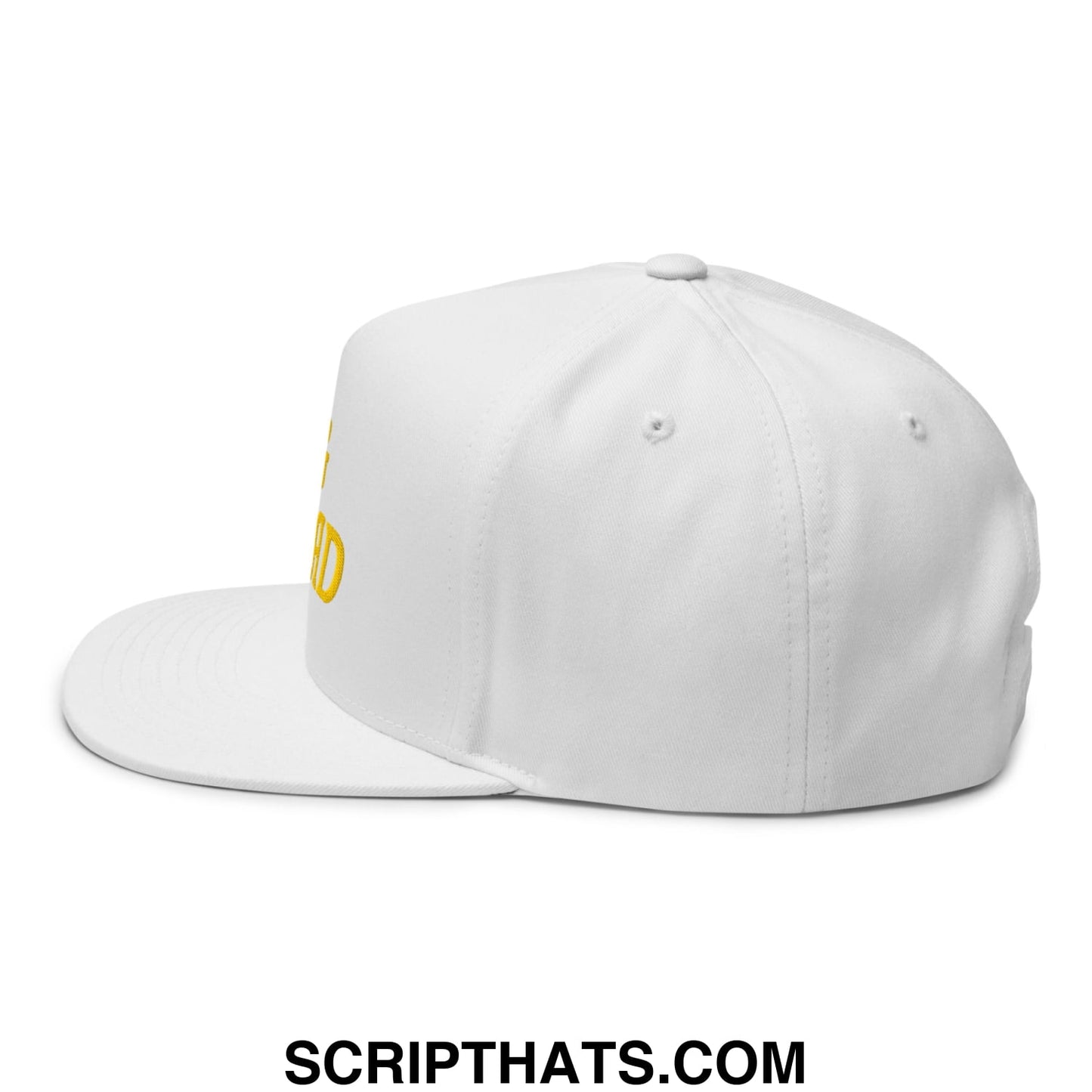 Egg Salad Embroidered Flat Brim Bill Golf 5 Panel Snapback Hat White