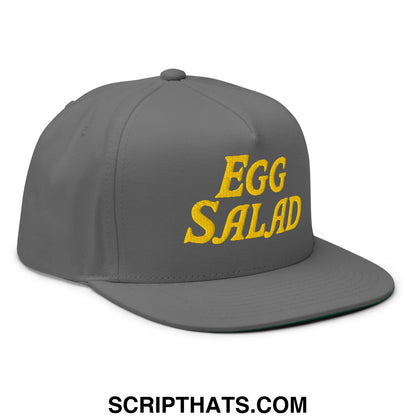 Egg Salad Embroidered Flat Brim Bill Golf 5 Panel Snapback Hat Grey