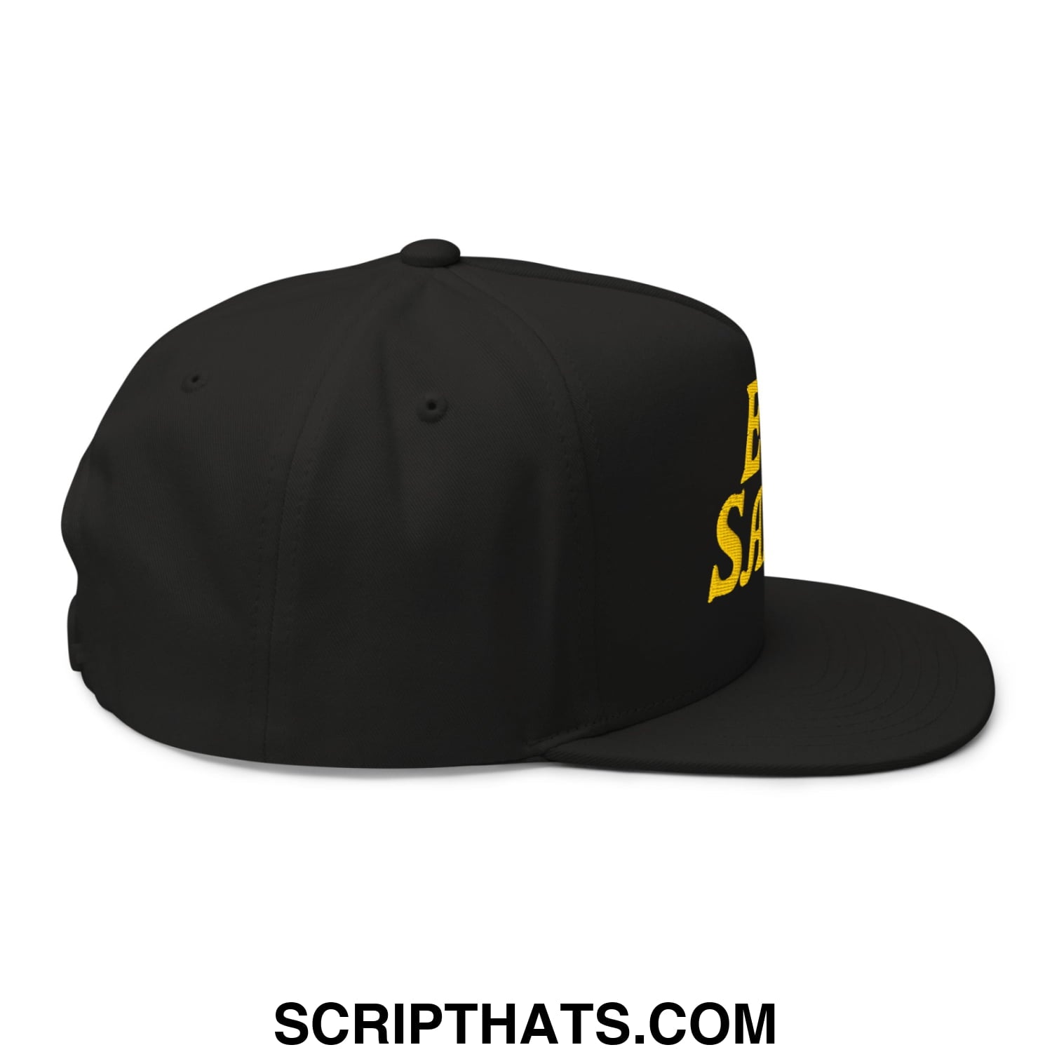 Egg Salad Embroidered Flat Brim Bill Golf 5 Panel Snapback Hat Black
