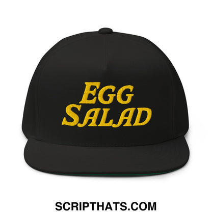 Egg Salad Embroidered Flat Brim Bill Golf 5 Panel Snapback Hat Black