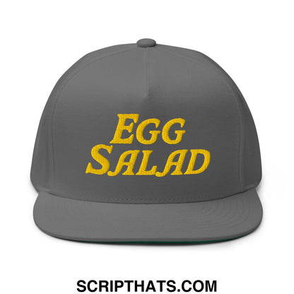 Egg Salad Embroidered Flat Brim Bill Golf 5 Panel Snapback Hat Grey
