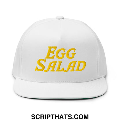 Egg Salad Embroidered Flat Brim Bill Golf 5 Panel Snapback Hat White