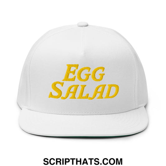 Egg Salad Embroidered Flat Brim Bill Golf 5 Panel Snapback Hat White