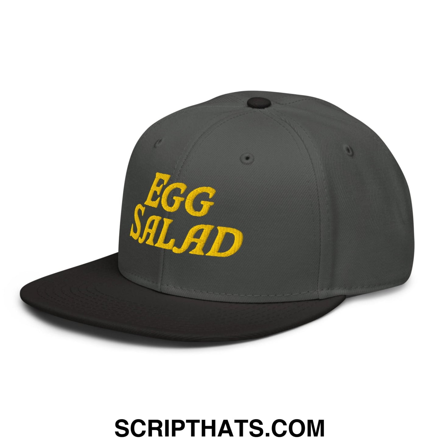 Egg Salad Embroidered Flat Brim Bill Snapback Hat Black Charcoal gray Charcoal gray