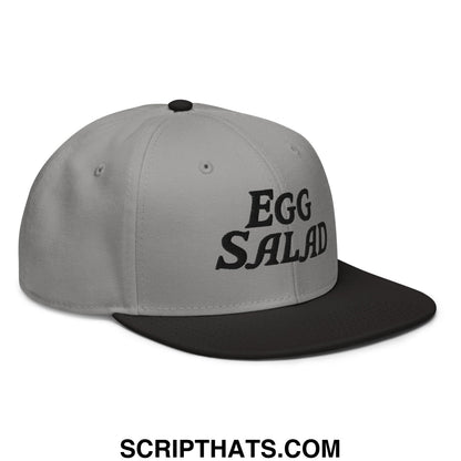 Egg Salad Embroidered Flat Brim Bill Snapback Hat Black Gray Gray