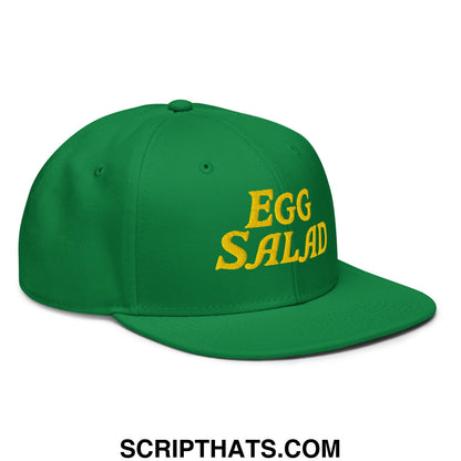 Egg Salad Embroidered Flat Brim Bill Snapback Hat Kelly Green