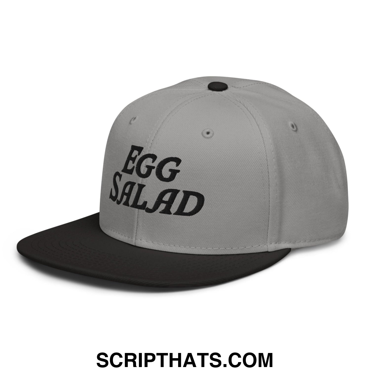 Egg Salad Embroidered Flat Brim Bill Snapback Hat Black Gray Gray
