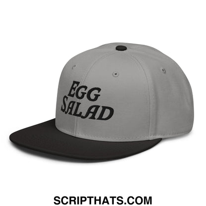 Egg Salad Embroidered Flat Brim Bill Snapback Hat Black Gray Gray