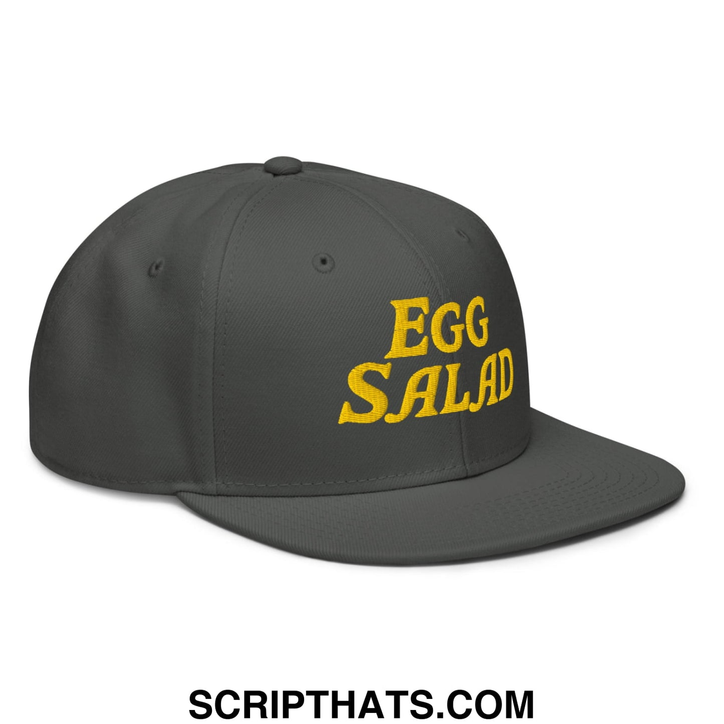 Egg Salad Embroidered Flat Brim Bill Snapback Hat Charcoal gray