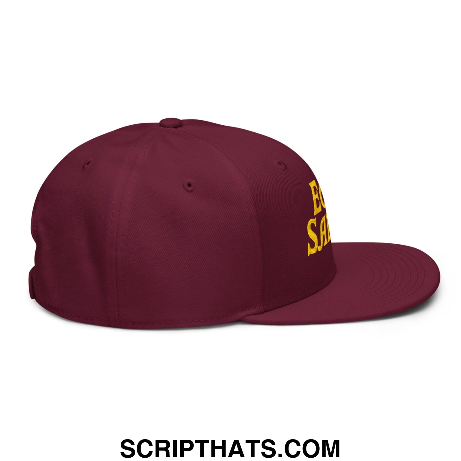 Egg Salad Embroidered Flat Brim Bill Snapback Hat Burgundy maroon