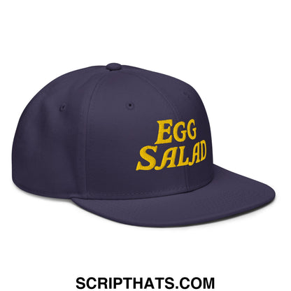Egg Salad Embroidered Flat Brim Bill Snapback Hat Navy blue
