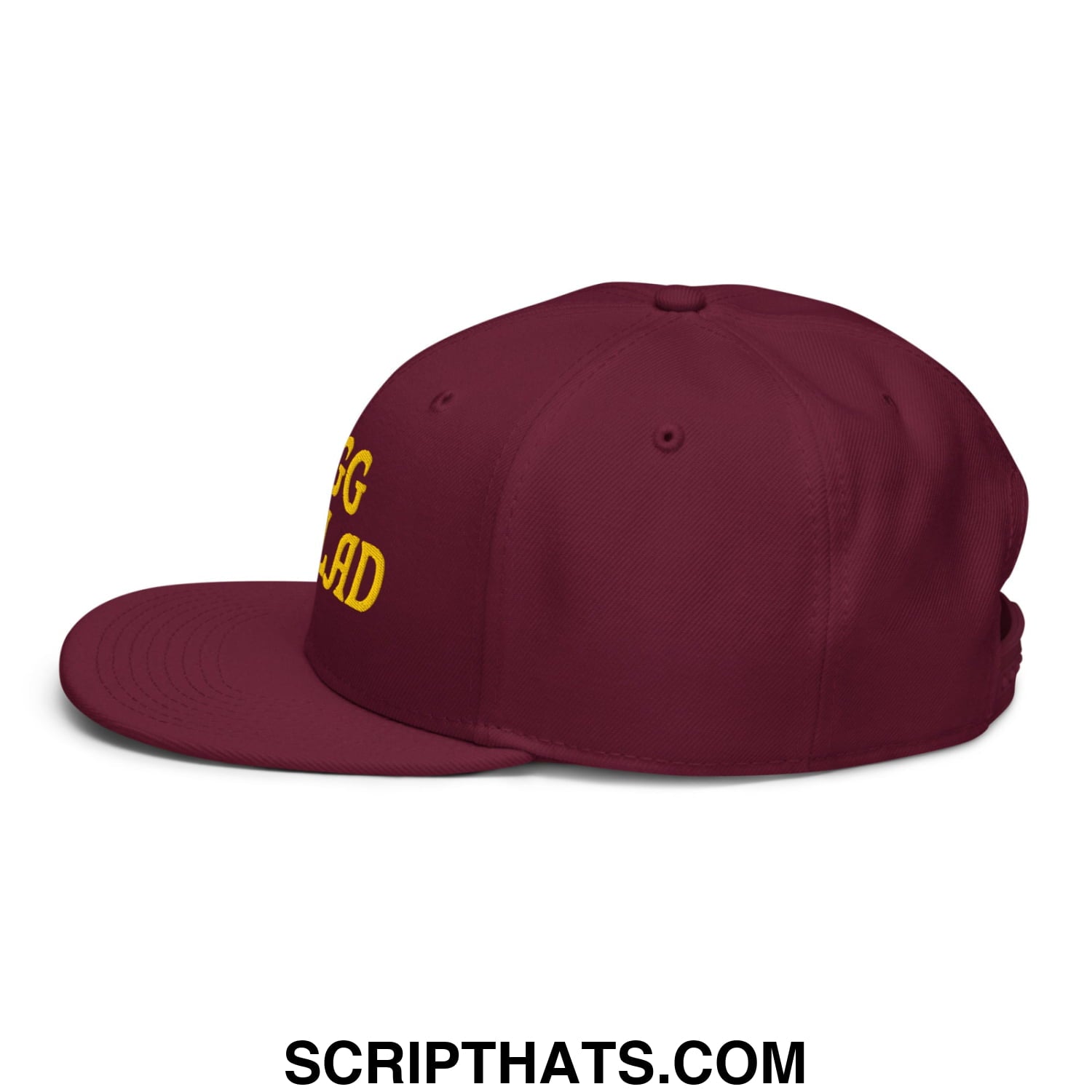 Egg Salad Embroidered Flat Brim Bill Snapback Hat Burgundy maroon