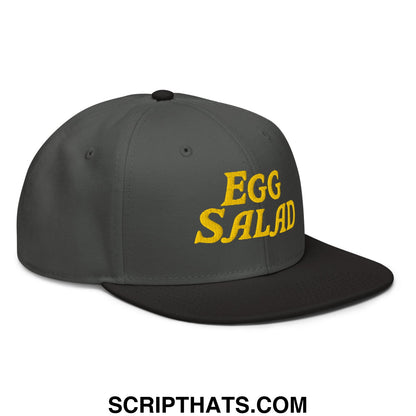 Egg Salad Embroidered Flat Brim Bill Snapback Hat Black Charcoal gray Charcoal gray