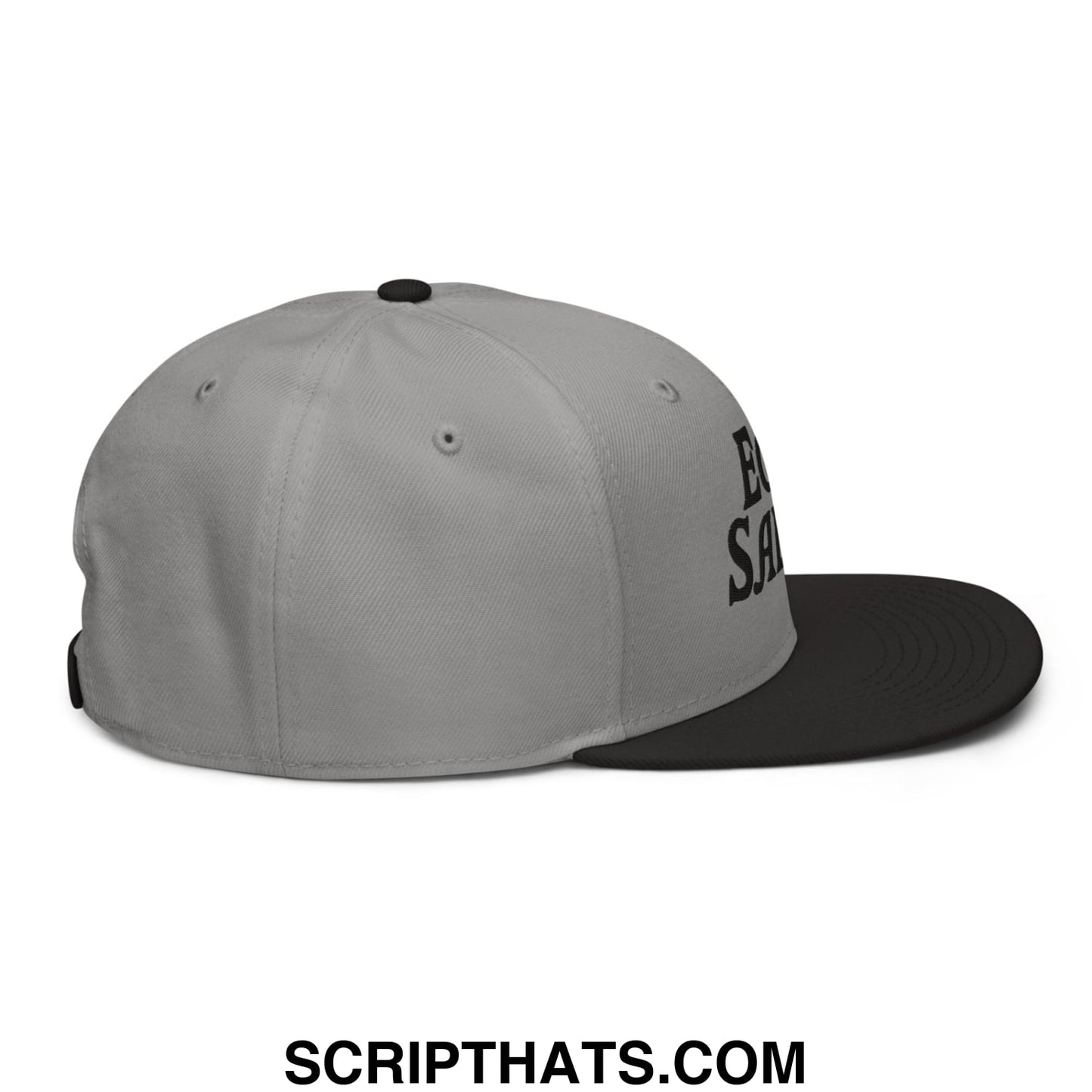 Egg Salad Embroidered Flat Brim Bill Snapback Hat Black Gray Gray