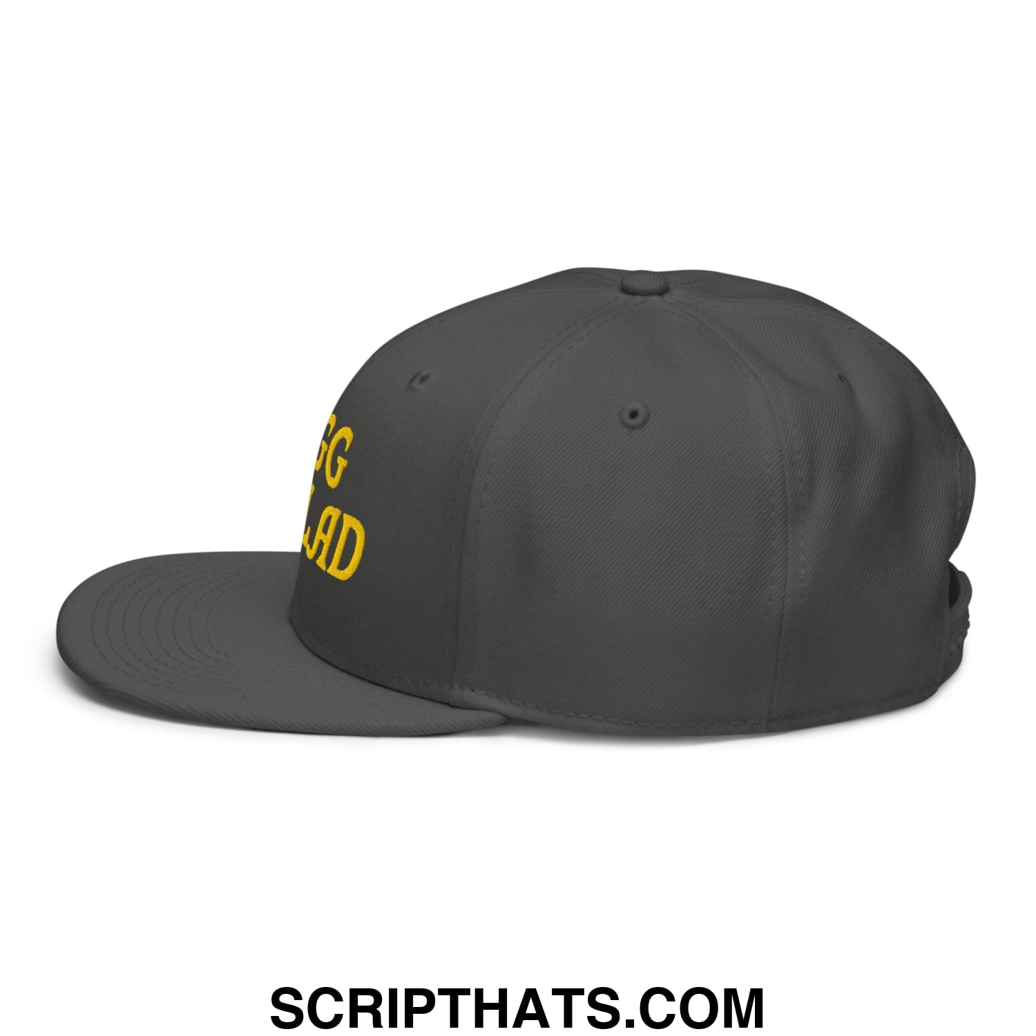 Egg Salad Embroidered Flat Brim Bill Snapback Hat Charcoal gray