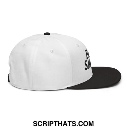 Egg Salad Embroidered Flat Brim Bill Snapback Hat Black White White