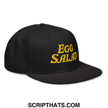 Egg Salad Embroidered Flat Brim Bill Snapback Hat Black