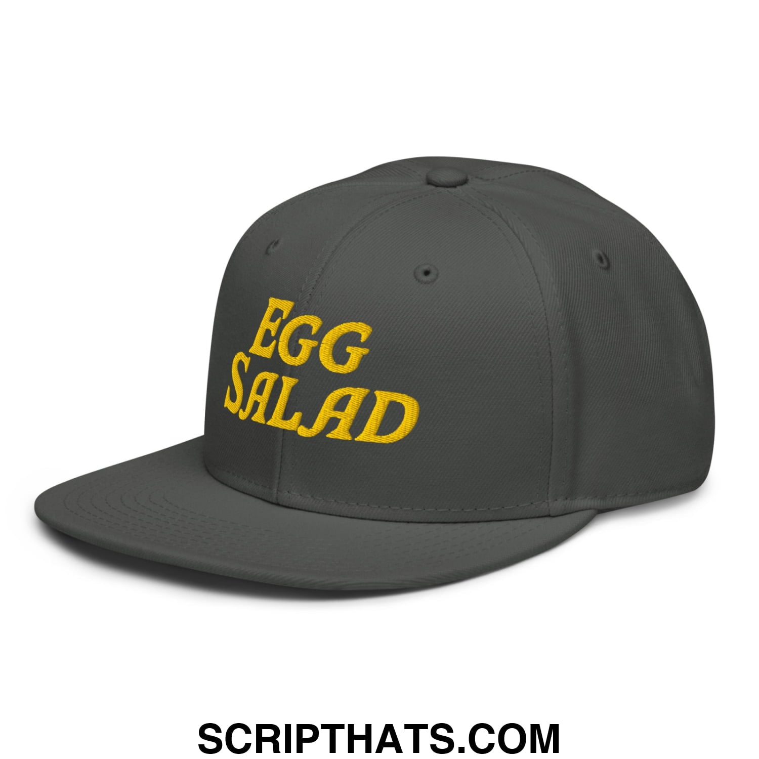 Egg Salad Embroidered Flat Brim Bill Snapback Hat Charcoal gray