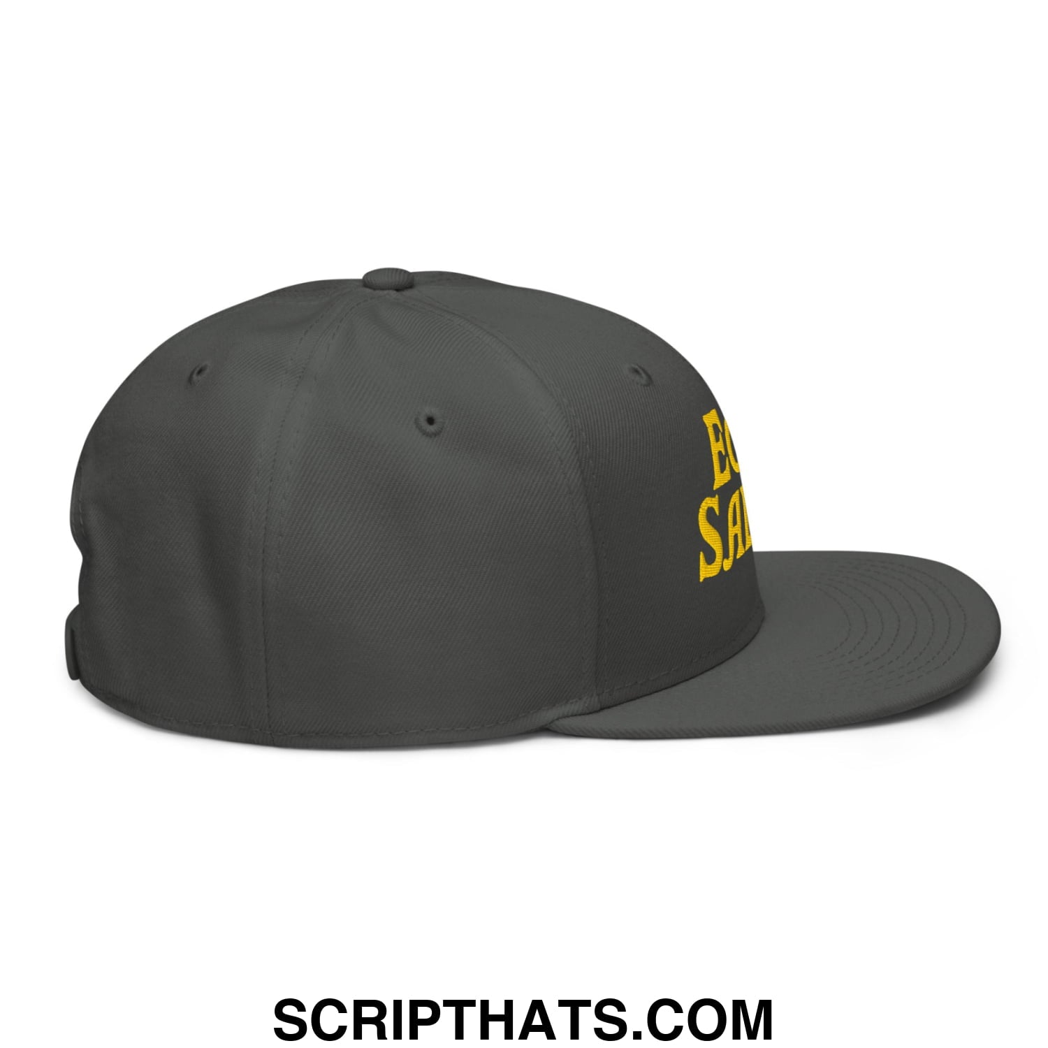 Egg Salad Embroidered Flat Brim Bill Snapback Hat Charcoal gray