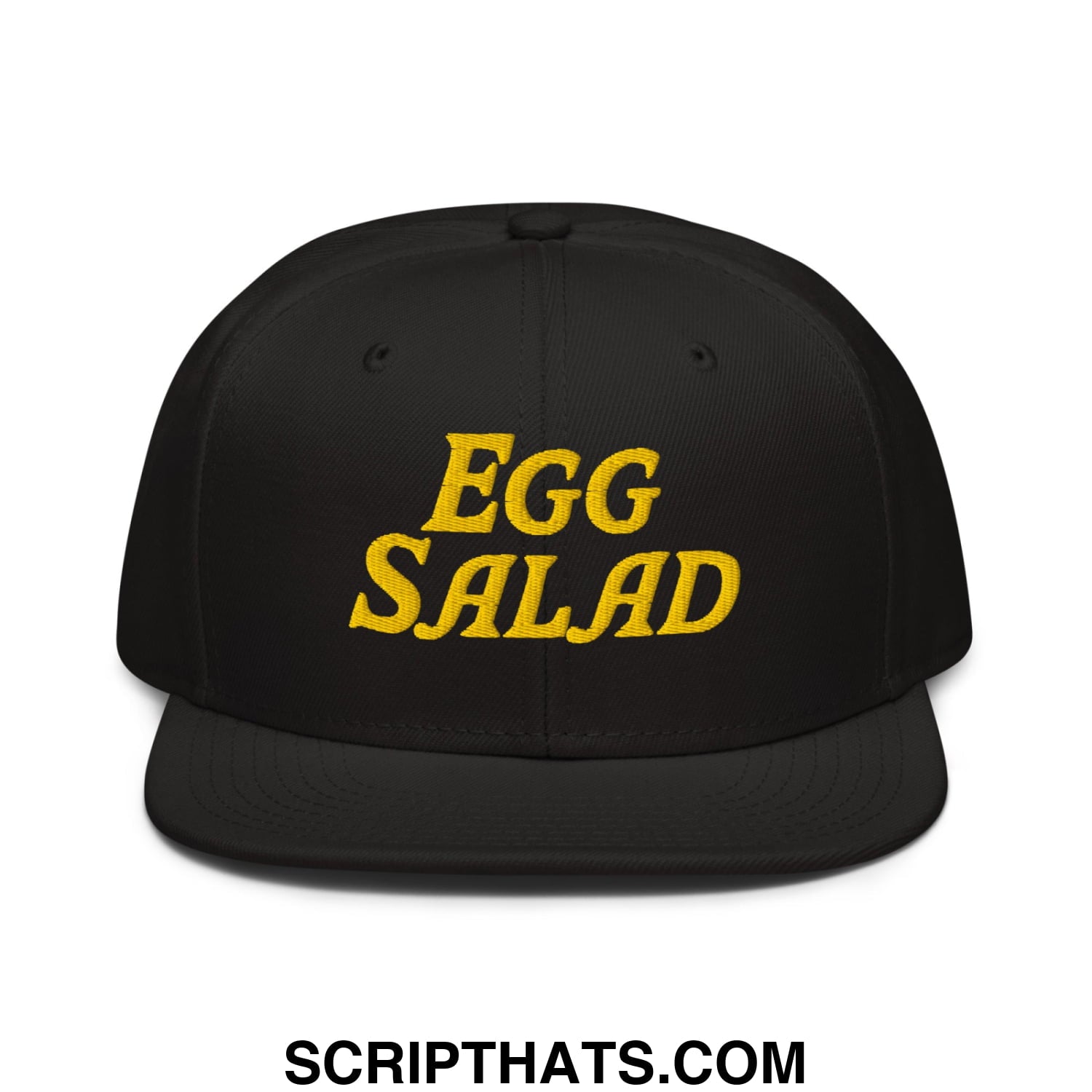 Egg Salad Embroidered Flat Brim Bill Snapback Hat Black