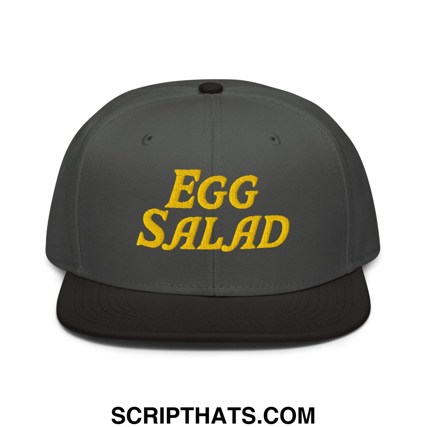 Egg Salad Embroidered Flat Brim Bill Snapback Hat Black Charcoal gray Charcoal gray