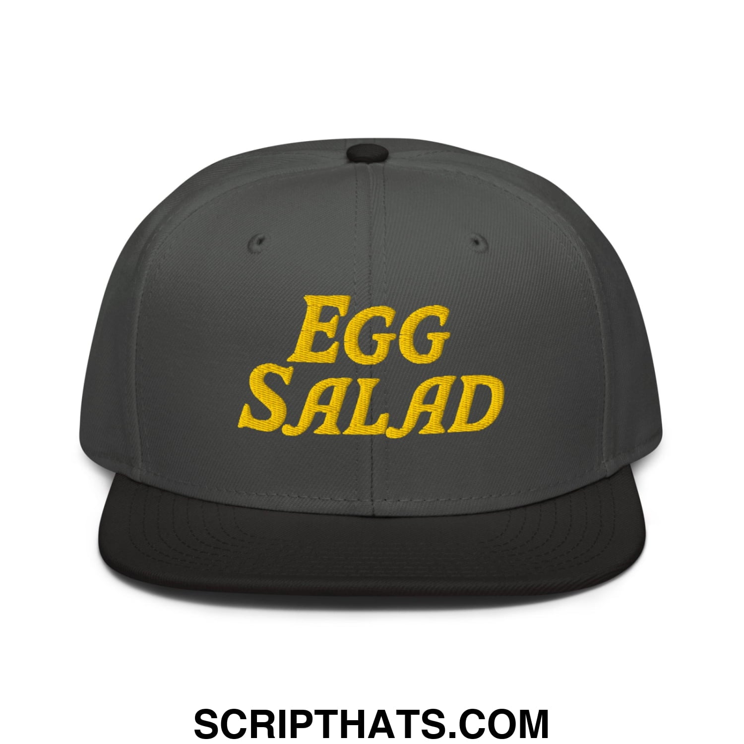 Egg Salad Embroidered Flat Brim Bill Snapback Hat Black Charcoal gray Charcoal gray