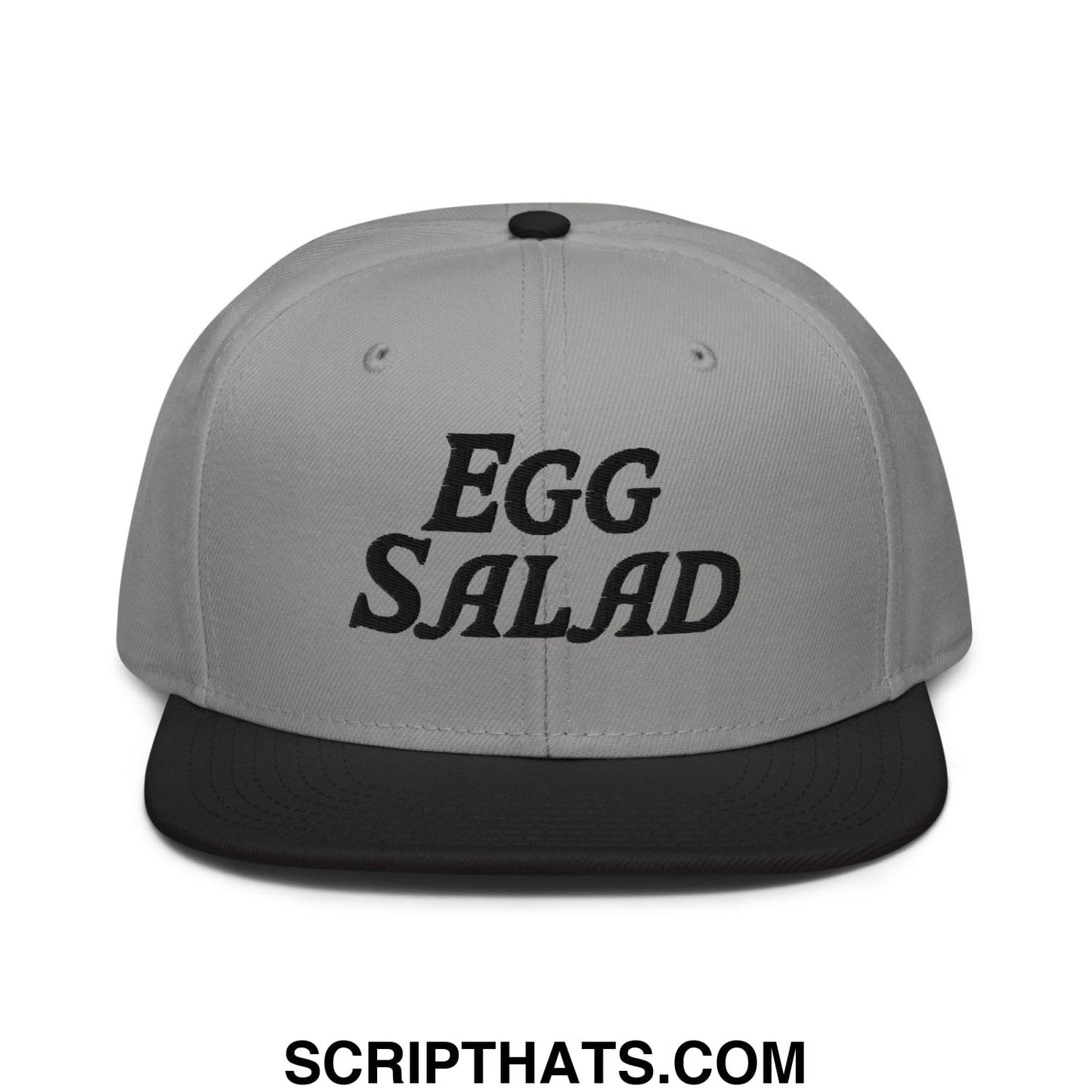 Egg Salad Embroidered Flat Brim Bill Snapback Hat Black Gray Gray