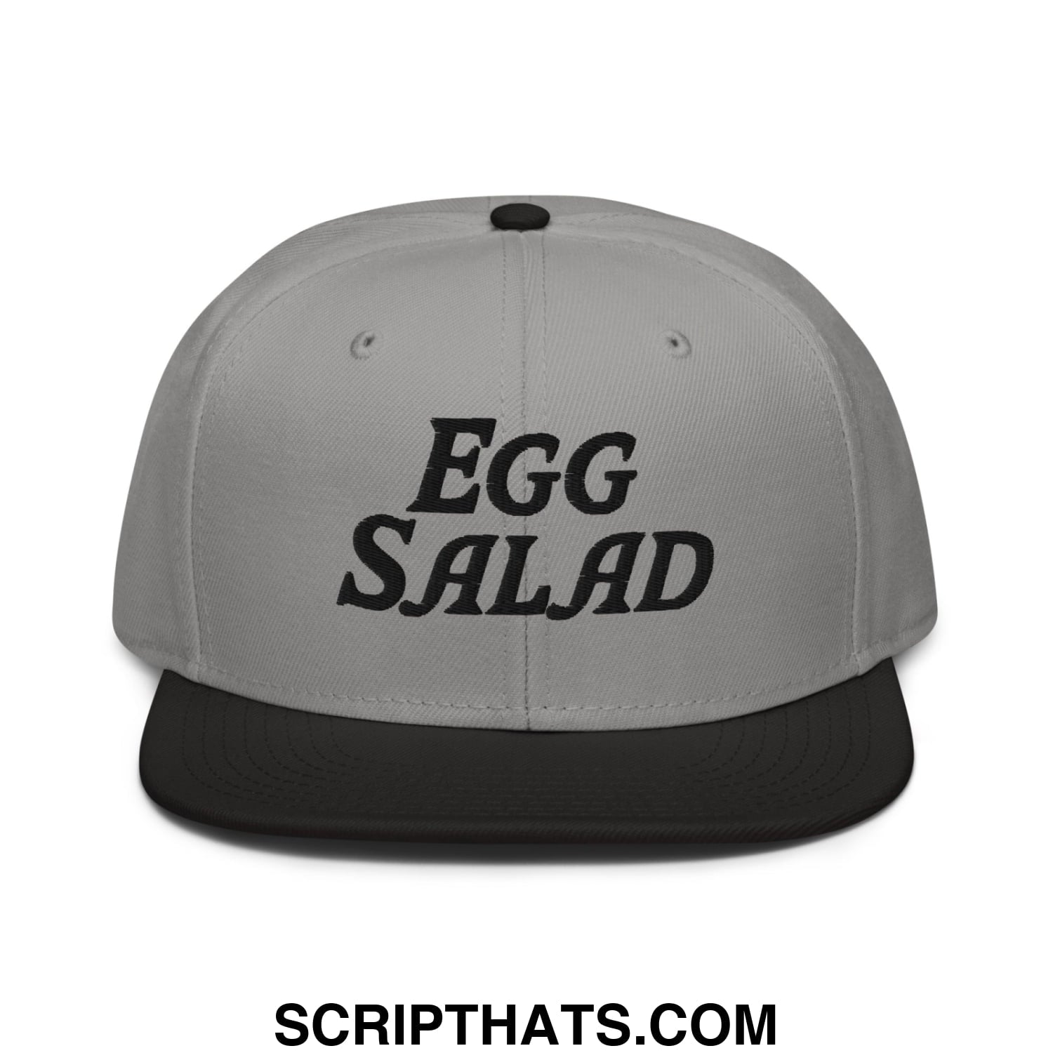Egg Salad Embroidered Flat Brim Bill Snapback Hat Black Gray Gray