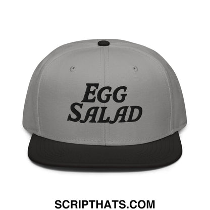 Egg Salad Embroidered Flat Brim Bill Snapback Hat Black Gray Gray