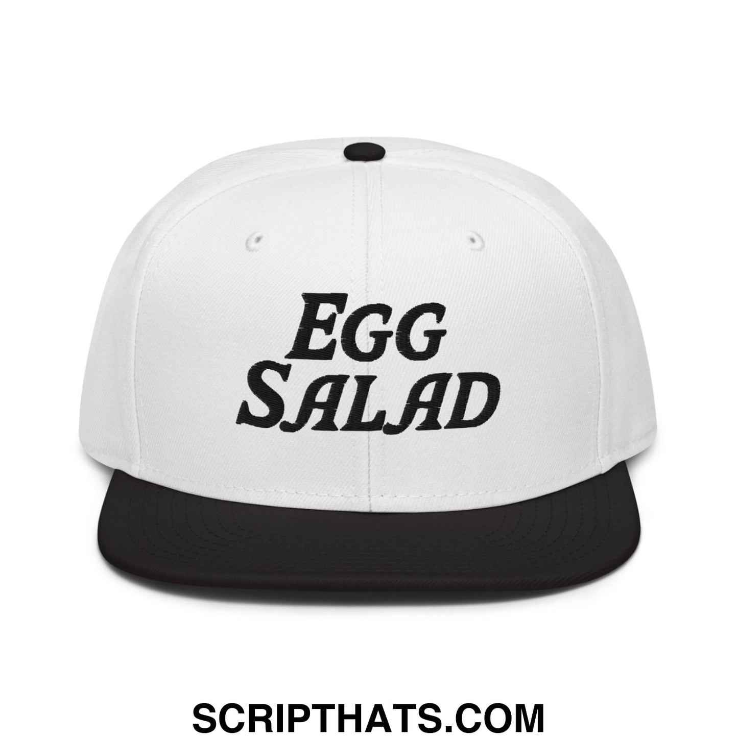 Egg Salad Embroidered Flat Brim Bill Snapback Hat Black White White