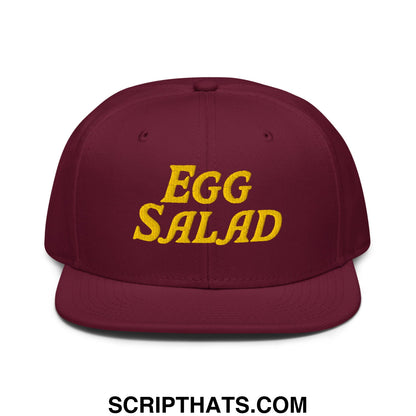 Egg Salad Embroidered Flat Brim Bill Snapback Hat Burgundy maroon